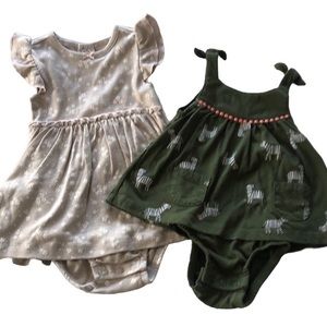 Set of 2 Carter’s Baby Girl Dresses with Attached Onsie | 6 Months
